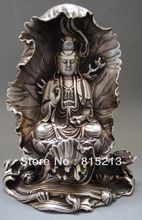 bi00431 Tibet Tibetan Buddhism Silver Bodhisattva Guan Yin Kwan-Yin Buddha Statue 2024 - buy cheap