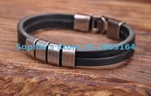 Pulseira de couro masculina g117, bracelete com fecho de metal, preto, fresco, para homens, fabricado em couro 2024 - compre barato