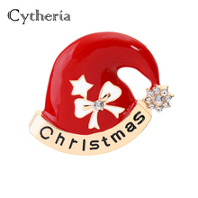 Рождественская Кепка, заколки, эмалированные, красные, с бантом, с рисунком из мультфильма, с красным кристаллом, на шляпу, с отворотом, на значок в виде розочки, с кнопками в виде звезд 2024 - купить недорого