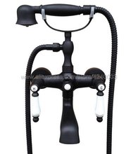 Black Oil Rubbed Brass Wall Mount Bathtub Bathroom Faucet Telephone Style Mixer Faucet Tap with Dual Handle Handshower Ktf613 2024 - buy cheap