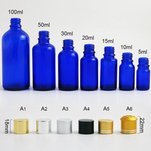 10 X empty small 1oz 1/2oz blue glass bottle with reducer dropper 10ml 20ml 30ml 50ml 100ml cosmetic herbal bottle wholesale 2024 - buy cheap