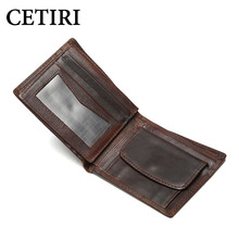 CETIRI Crazy Horse Genuine Leather Men Wallets Credit Business Card Holders RFID Blocking Cowhide Leather Wallet Purse Carteira 2024 - buy cheap