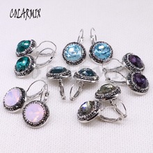 10 pairs mix colors stone earrings faceted round shape earrings druzy earring wholesale  jewelry gem jewelry for women 4267 2024 - buy cheap