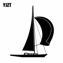 YJZT-calcomanía de vinilo momentáneo para barco de vela, pegatina artística para coche, onda delicada, color negro/plateado, 15,4 CM x 18,1 CM 2024 - compra barato