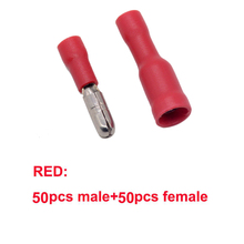 100pcs RED Male Female Bullet Connector Insulating Joint Crimp Terminals Wiring Cable Eletric Plug Adapter FRD MPD 1.25-156 2024 - buy cheap