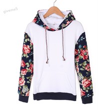 Women Winter Autumn Floral Hoodies Casual Patchwork Sweatshirts Women Loose Leisure hoodie Tracksuits Sudaderas Mujer S-XL @K 2024 - buy cheap