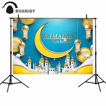Allenjoy Ramadan Kareem Eid Mubarak backdrop Islam Mosque tower desert camel gold moon Lantern backgrounds for Photo Studio 2024 - buy cheap