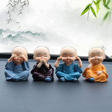 CHÁ MR Carro Ornamentos 4 pçs/set Bonito Resina Monges Estatuetas de Buda para o Interior do Automóvel Dashboard Brinquedos Início Mobiliário Decoração 2024 - compre barato