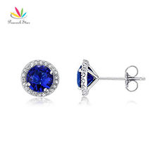 Peacock Star 1 Carat Navy Blue Solid 925 Sterling Silver Stud Earrings Jewelry CFE8109 2024 - buy cheap