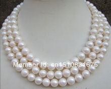 Collar de perla blanca redonda para mujer, joyería AAA, 9-10mm, perfectas naturales, 50 pulgadas, xu67 2024 - compra barato