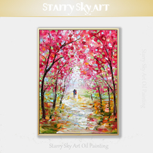 Cheap Price Hand-painted Thick Paint Landscape Tree Oil Painting Beautiful Wall Art Pink Tree Oil Painting for Living Room Decor 2024 - buy cheap