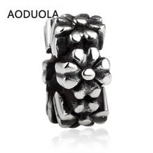 2Pcs Lot Stainless Steel Silver color Flower Beads Spacer DIY Retro Bead for Jewelry Making Fit For Pandora Bracelet 2024 - buy cheap