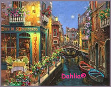 Scenery Needlework Riverside shops For Embroidery DIY Cross Stitch Kits 14CT Counted Unprinted Oil painting Home Decor Arts 2024 - buy cheap