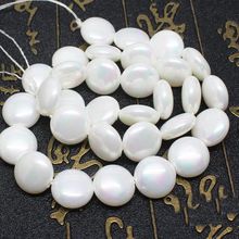 White Shell pearl Coin Shape Loose Beads 15" , For DIY Jewelry Making !We provide mixed wholesale for all items! 2024 - buy cheap