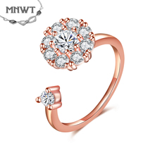 MNWT lover Day Gift 2 Colors Rotatable Creative Design Rings For Women Wedding Ring Rose gold Round AAAA Cubic Zirconia Jewelry 2024 - купить недорого