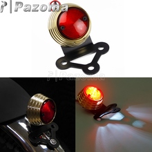 Brass Motorcycle Vintage Brat Style Ribbed LED Tail Light Run Brake Taillight for Harley Cafe Racer Street Bob Chopper Bobber 2024 - buy cheap