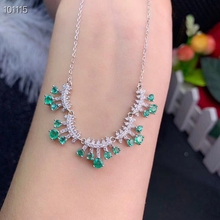 Natural green emerald gem necklace S925 silver natural gemstone necklace Luxurious Tassels Music woman gift party fine jewelry 2024 - buy cheap