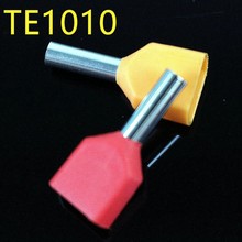 1000pcs TE1010  Wire Ferrules End Sleeve Double Cord End Terminal Copper Insulated Crimp Splice Terminal connector for two wires 2024 - buy cheap