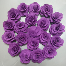 20 peças/saco Purple Rose 3.5 CENTÍMETROS Feito À Mão Tecido Rosa Flores De Pano de Algodão Mão Buquê de Casamento DIY Acessórios Materiais Flor 2024 - compre barato