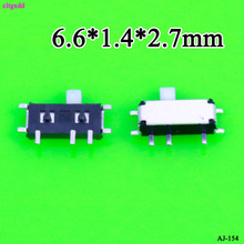 10 шт. 7-контактный мини-переключатель слайда ВКЛ-ВЫКЛ 2-позиционный микро слайд переключатель 1P2T H = 1,5 мм миниатюрный горизонтальный переключатель слайда SMD 2024 - купить недорого