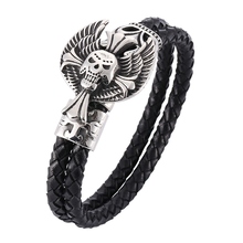 Leather Bracelet Men Punk Jewelry Skull Cross Charm Wrap Bracelets Vintage Bracelets & Bangles Mens Trendy  Accessories PW757 2024 - buy cheap