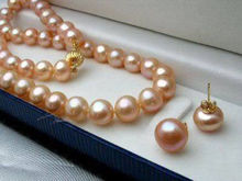 FREE shipping>>>>>8-9MM Natural Pink Akoya Cultured Pearl necklace earrings set 18"/A106 2024 - buy cheap