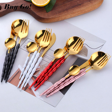 16/24PCS Stainless Steel Cutlery Set Gold Restaurant Dinnerware Set Unique Handle Flatware Dinner Knife Fork Tablespoon Set Xmas 2024 - buy cheap