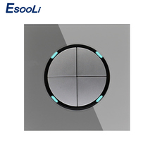 Esooli New Arrival Crystal Glass Panel 4 Gang 1 Way Gray Random Click On / Off Wall Light Switch With LED Indicator 2024 - buy cheap