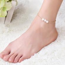 sl454 New Listing Fashion Bohemian Beach style simple imitation pearl anklet Female charm Jewelry 2018 hot sale 2024 - buy cheap