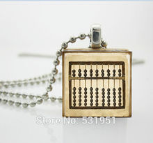 Wholesale Abacus Mathematics Math Jewelry Scrabble Tile Pendant with Ball Chain Necklace Included,Vintage Wooden Necklaces 2024 - buy cheap