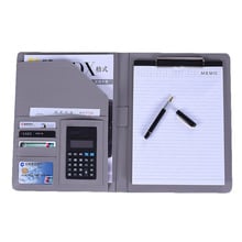 A4 File Folder Notebook Briefcase with Calculator Padfolio PU Leather Binder Manager Document Organizer Classeuer Hand Clip File 2024 - buy cheap