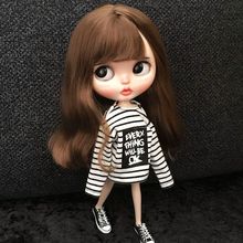 Fashion Stripe Long-sleeve T-shirt Doll Clothes for blyth licca ob24 barbi azone 1/6 Doll Accessories for Dolls 2024 - buy cheap