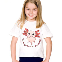 Fashion Print Cute Pink Axolotl Children T-shirts Kids Summer Short Sleeve Tee Boys/Girls Casual Great Tops Baby Clothes,HKP2315 2024 - buy cheap