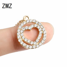 ZMZ 50pcs/lot 2018 Europe/US heart in circal pendant necklace with shinny stone bijou gift for mom/girlfriend party jewelry 2024 - buy cheap