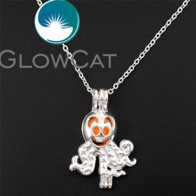 GLOWCAT LL504 Funny Gift Boy Girl Locket Necklace Bright Smile Octopus Beads Cage Aroma Perfume Diffuser Kids Jewelry Wholesale 2024 - buy cheap