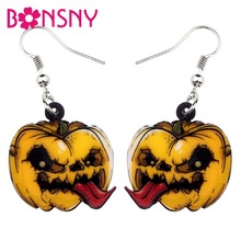 ¡Novedad! pendientes Bonsny de acrílico con diseño de calabaza y monstruo para fiestas, adornos originales para mujeres y niñas 2024 - compra barato