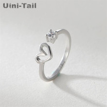 Uini-tail anel clássico em prata esterlina 925, micro-conjunto com abertura, ajustável, tendência coreana, moderno, doce gn706 2024 - compre barato