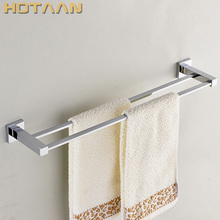 Rack para toalhas, suporte de toalha duplo de 60cm, ganchos de toalha para banheiro, acessórios de banheiro cromados de aço inoxidável 2024 - compre barato