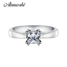 Женское свадебное кольцо AINUOSHI, классическое кольцо принцессы с квадратным вырезом из стерлингового серебра 925 пробы, аксессуары для помолвки 2024 - купить недорого