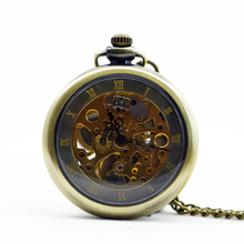 Часы наручные механические для мужчин и женщин, винтажные карманные часы-скелетоны с резьбой в стиле стимпанк, с цепочкой и цепочкой, цвет розовое золото, G 2024 - купить недорого