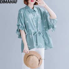 DIMANAF Plus Size Women Chiffon Blouse Shirt Female Lady Top Tunic Ruffles Loose Big Size Floral Print Summer Casual Clothes 5XL 2024 - buy cheap