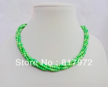 4 Rows 4mm Bead Apple Green Stone howlite Round Bead Multilayer Twined Handmade Necklace Woman jewelry Party charm 2024 - buy cheap