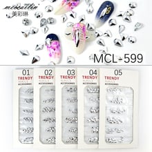 Mixed Size Glass Nail Rhinestones 3D Silver Flat back Crystals Strass Charms Multi-shape Art Rhinestone Set Manicure Decorations 2024 - buy cheap