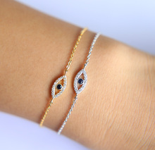 gold silver color micro pave cubic zirconia cz evil eye charm delicate chain girl evil eye bracelet 2024 - buy cheap