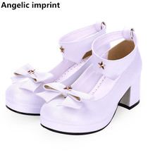 Zapatos de tacón alto para mujer, calzado de fiesta de princesa, estampado angelical, mori, lolita, 33-47, 6cm 2024 - compra barato