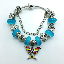 JINGLANG Newest Arrival Color Enamel Butterfly Charm Bracelet For Women Silver Plated Murano Glass Beads Bracelet Jewelry 2024 - buy cheap