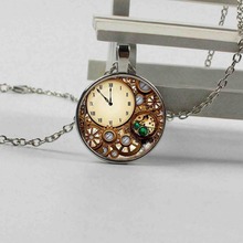 3 color steampunk watch glass dome pendant necklace charm personality mechanical watch pendant jewelry gift 2024 - buy cheap