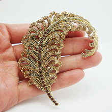 Rhinestone Brooch Classical Peacock Feathers Gold-Tone Brown Rhinestone Crystal Brooch Pin Free Shipping For Woman 2024 - buy cheap