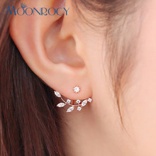 MOONROCY fashion jewelry wholesale Free Shipping earrings Rose gold Color Crystal Earring leaf for women Gift 2024 - buy cheap