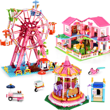 Girls Princess Villa Blocks Toy Ferris Wheel Building Blocks Friends Educational Building Construction Toys For Children 2024 - buy cheap